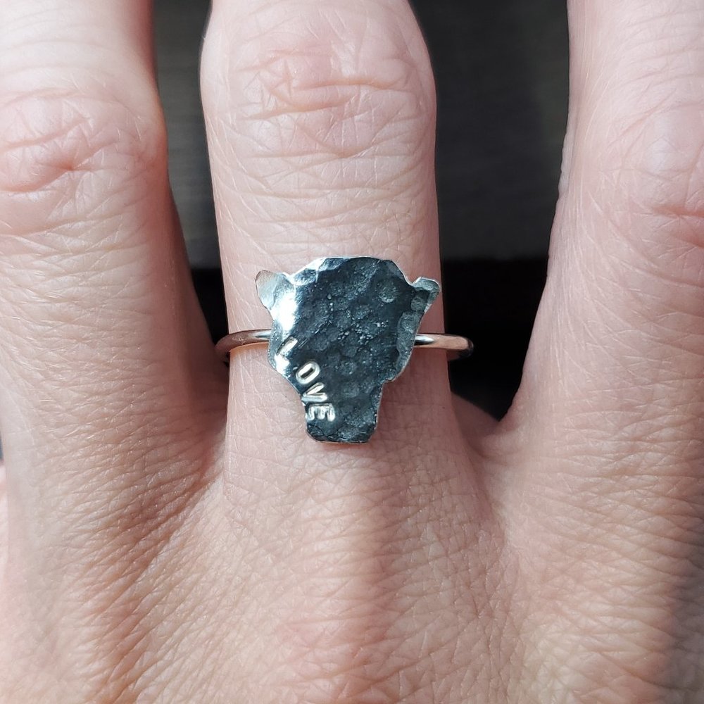 Size 9.75 Sterling Silver Buffalo Head Love Word Ring